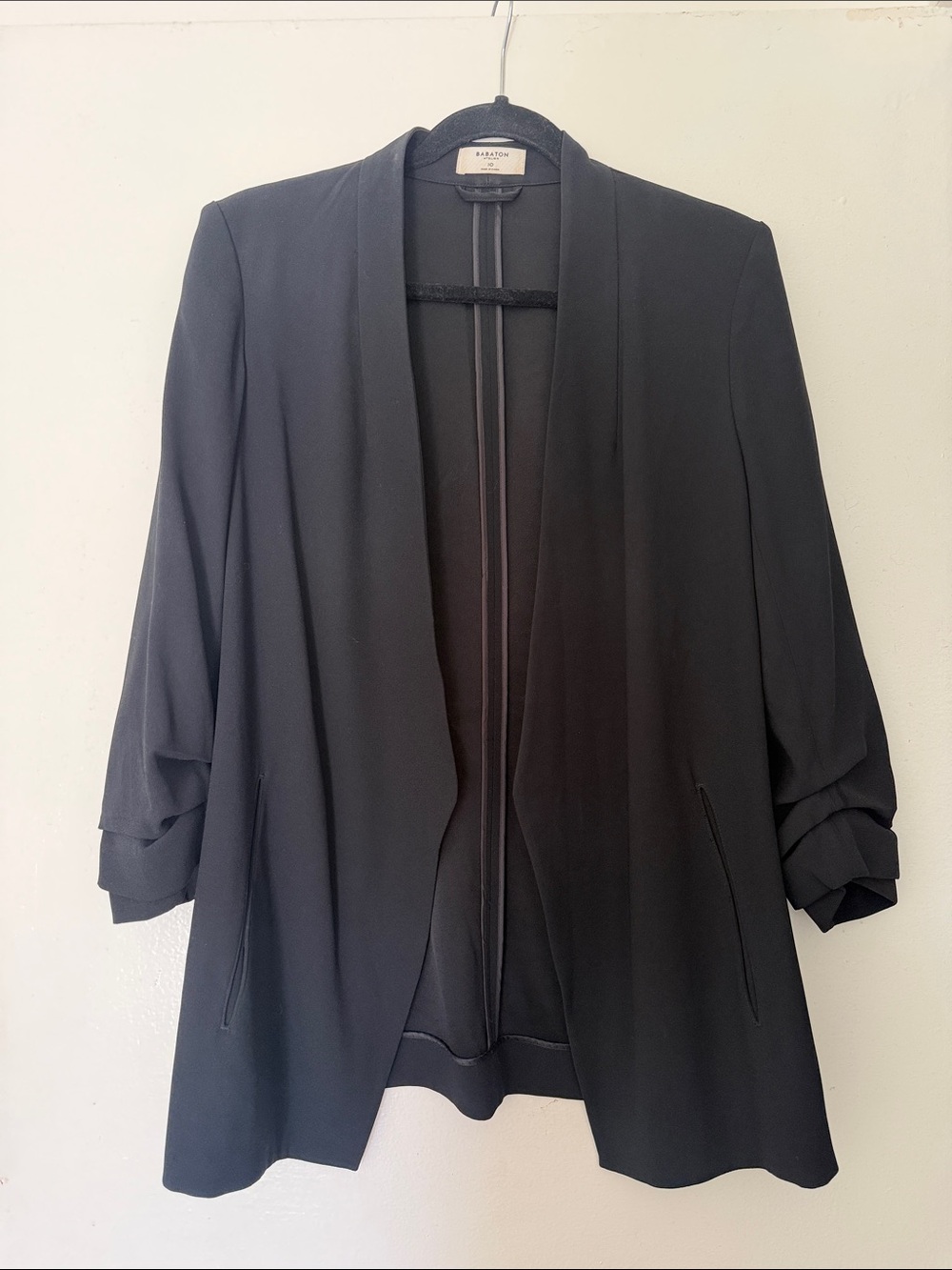 Aritzia Black Draped Open Blazer
